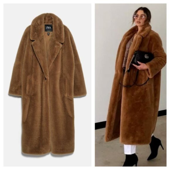brown teddy bear coat long